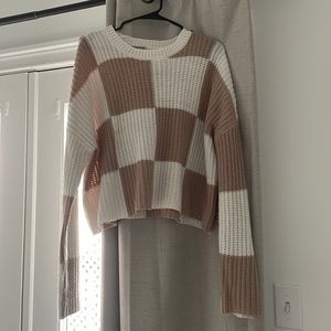 White & tan checkered sweater